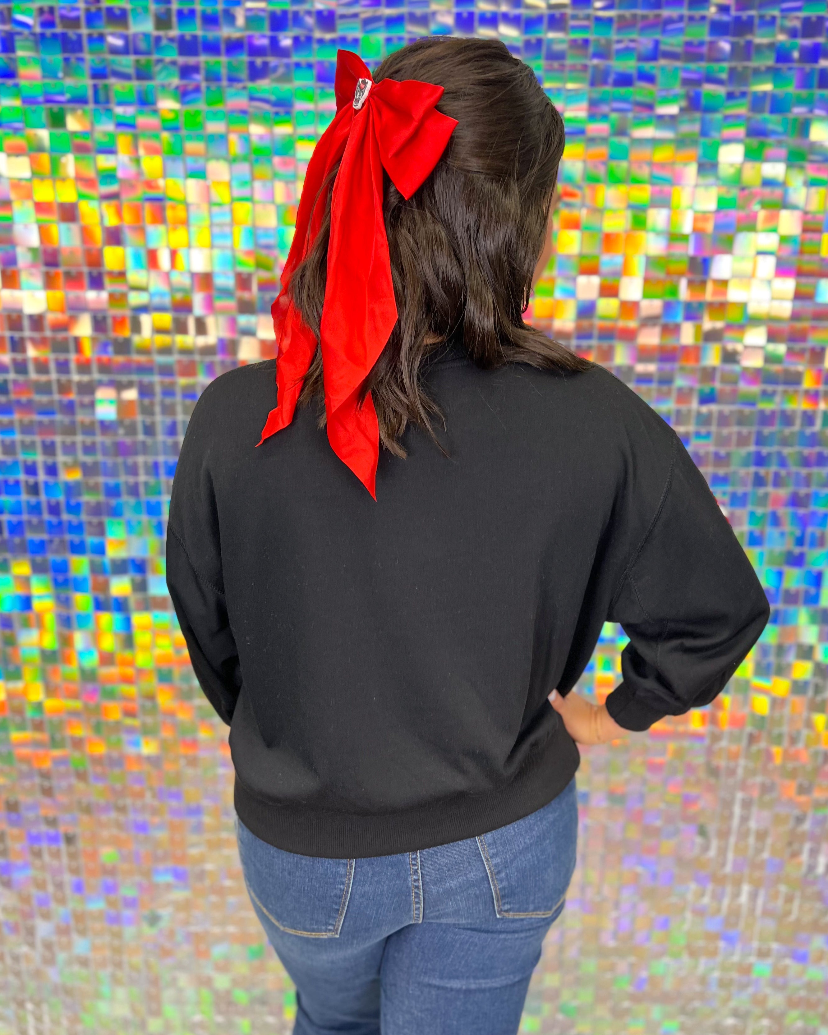 Mary Square Millie Football Sweatshirt - Red & Black, plus size, game day