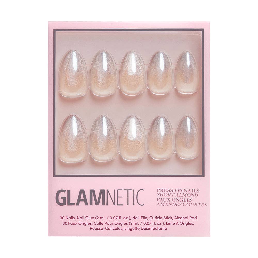 Glamnetic Polar Night Press-On Nails | Silver Velvet | Short Almond