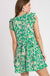 Umgee Frankie Dress - Green, v-neck, babydoll, tiered, short flutter sleeves, printed, mini dress