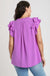 Umgee Maggie Ruffle Top - Orchid, short double ruffle sleeves, ruffle color, buttons, v-neck, purple, wear to work, plus size