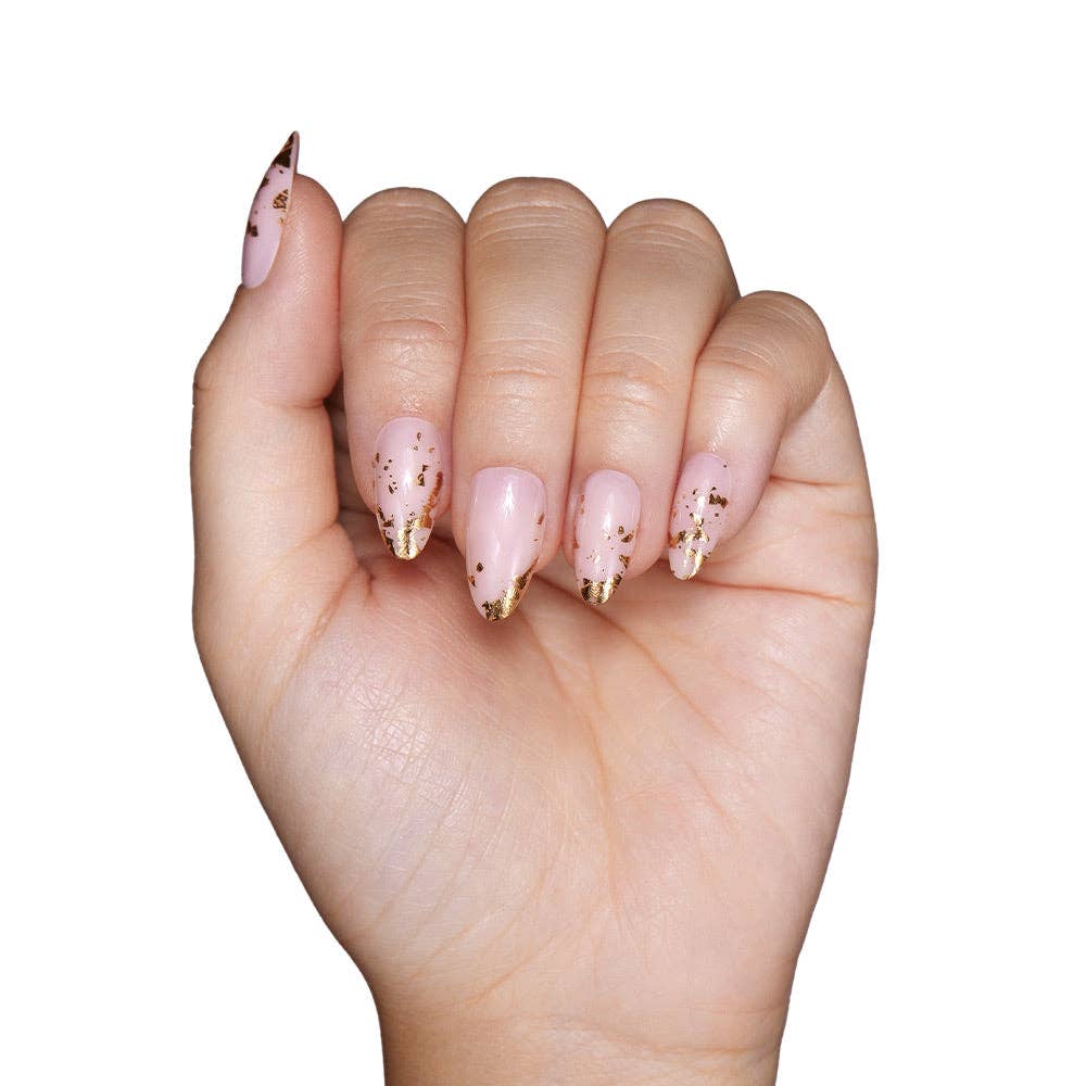 Glamnetic 24K Press-On Nails | Gold Foil Accent | Short Almond Length