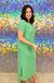 Entro Amallah Dress - Jade ribbed, knit, midi, plus size, slits, round neck