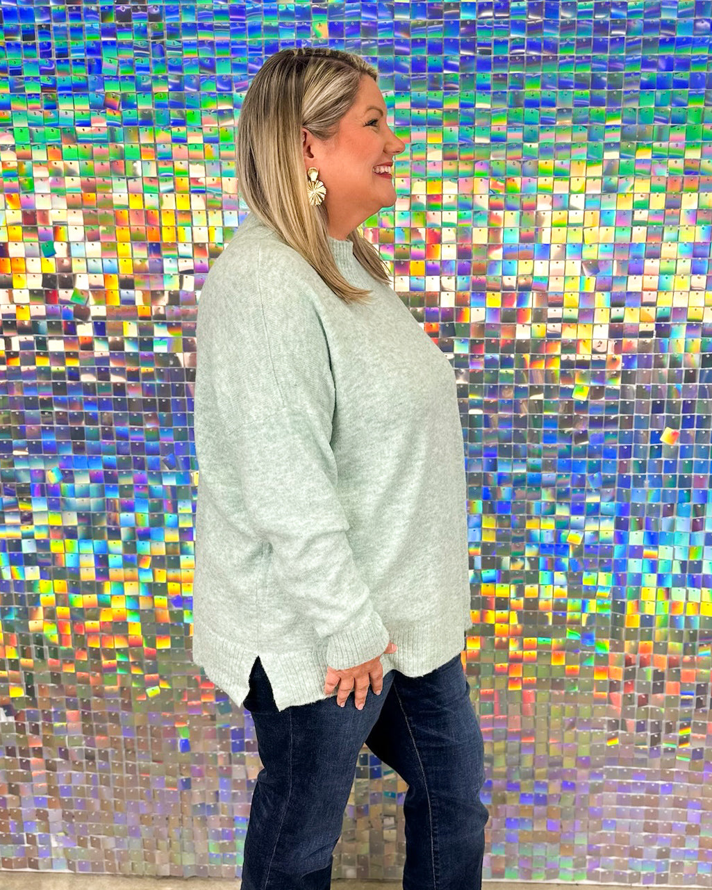 Monica Crew Neck Sweater - Green