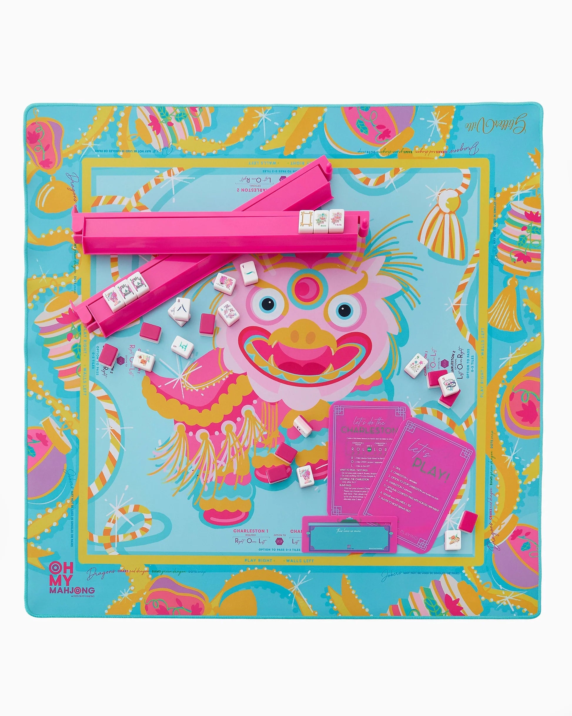Glitterville Pink Dragon Mahjong Mat