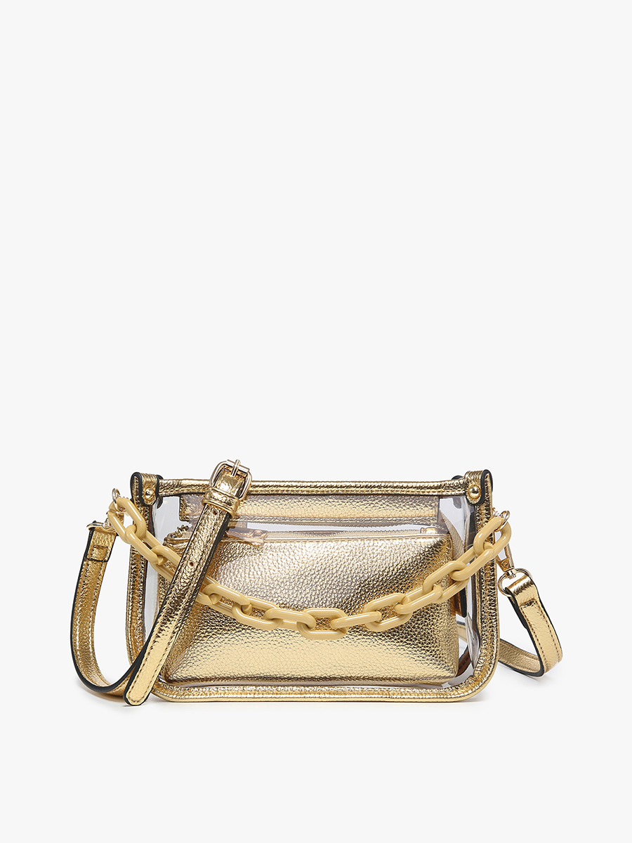Jessica Clear Crossbody w/ Chain - Gold