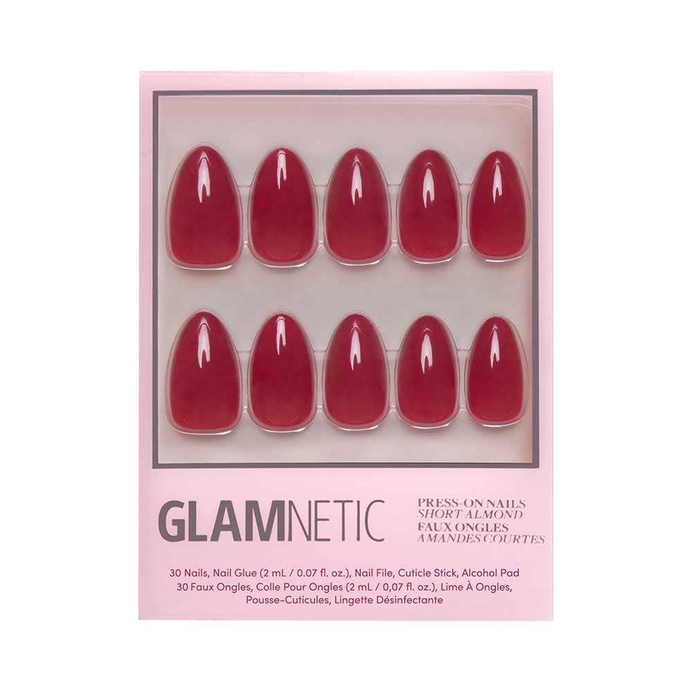 Glamnetic Classic Red Press-On Nails | Holiday Solid | Short Almond