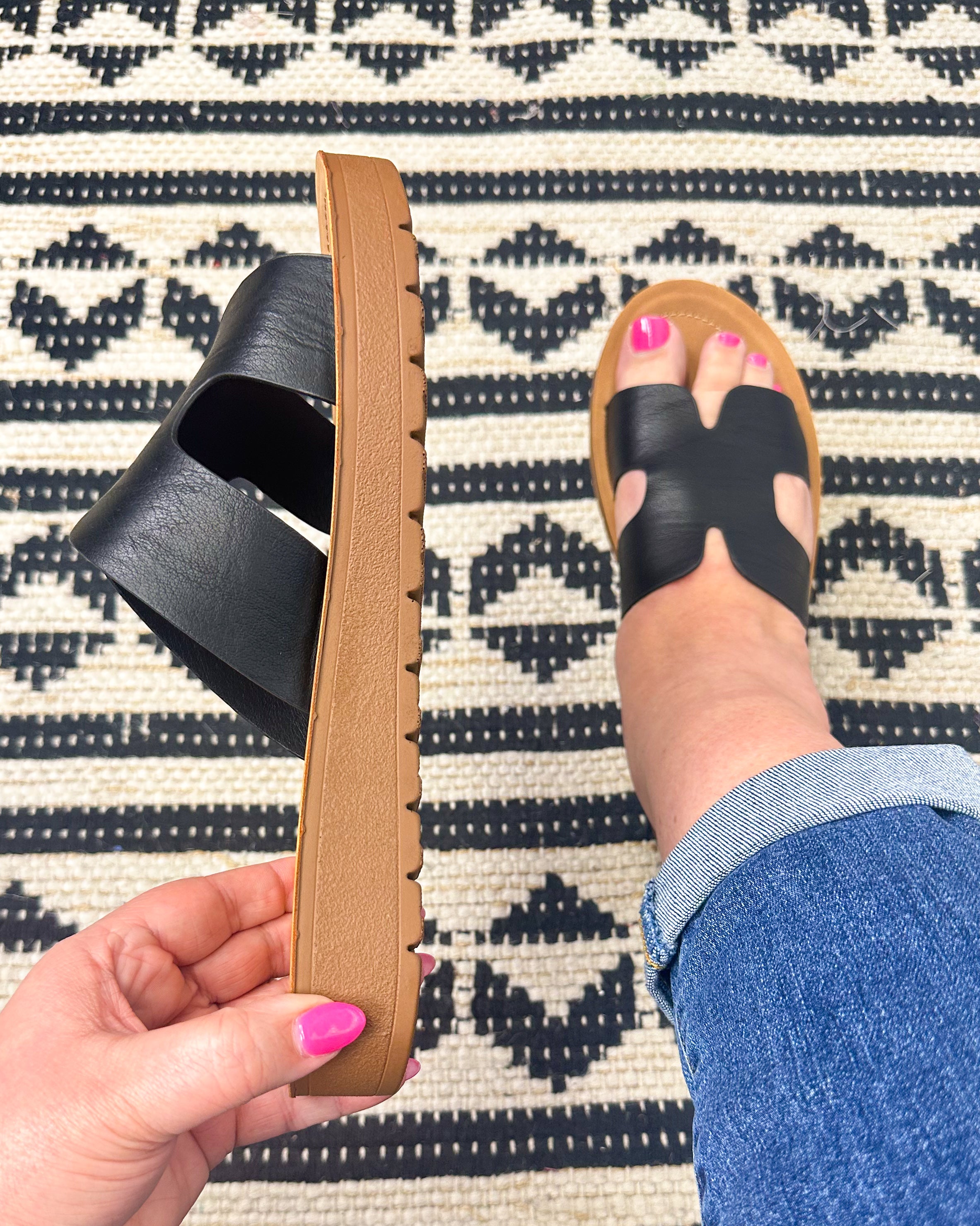 FINAL SALE Hold Please Sandal - Black Smooth