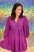 Jodifl Great Expectations Dress - Fuchsia, dolman sleeves, buttons, v-neck, long sleeve, mini