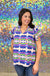 Entro Spring Days Ahead Top - Blue Combo, plus size, v-neck, short sleeve, flutter, abstract