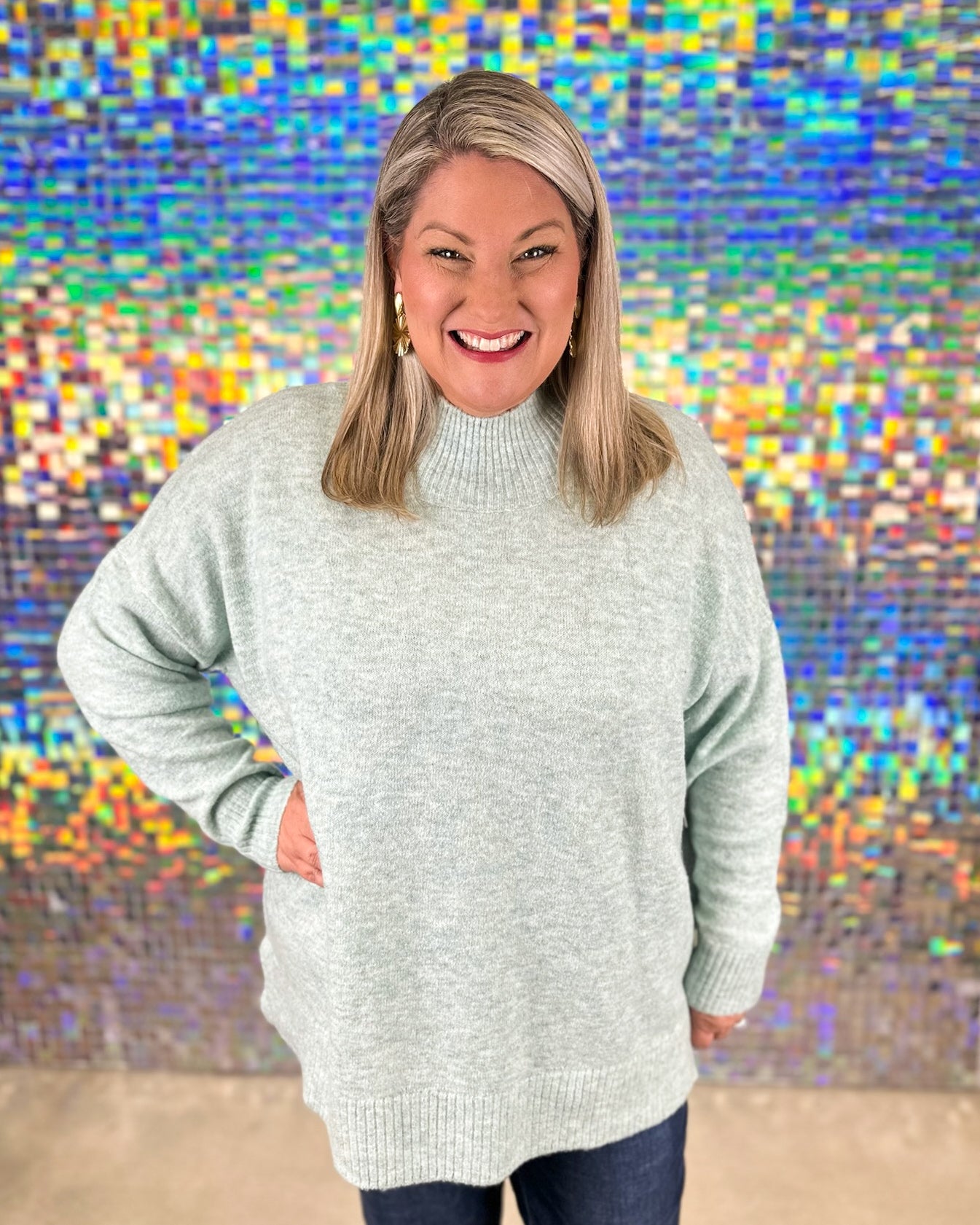 Monica Crew Neck Sweater - Green