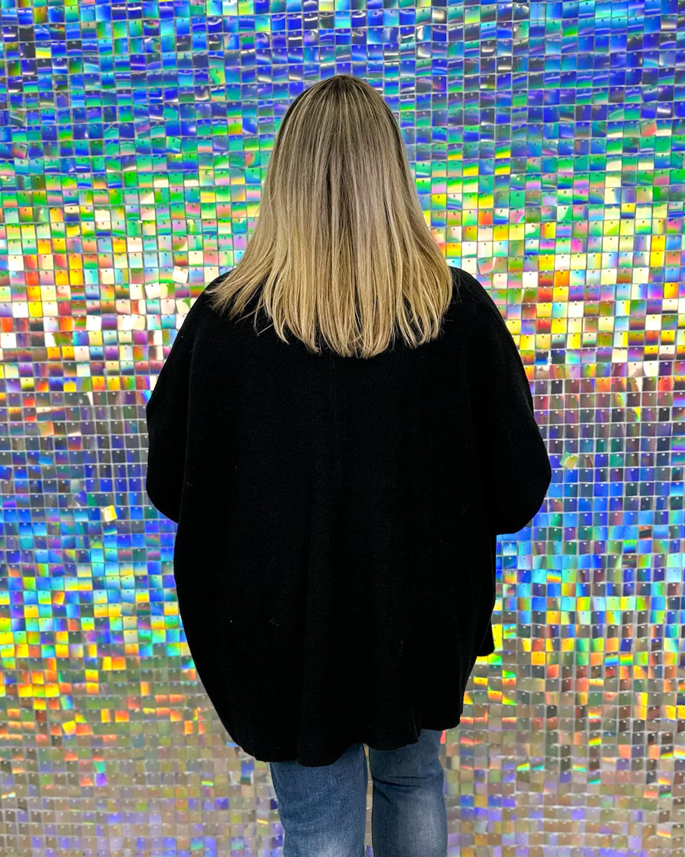 Doris Knit Shawl Cardigan - Black