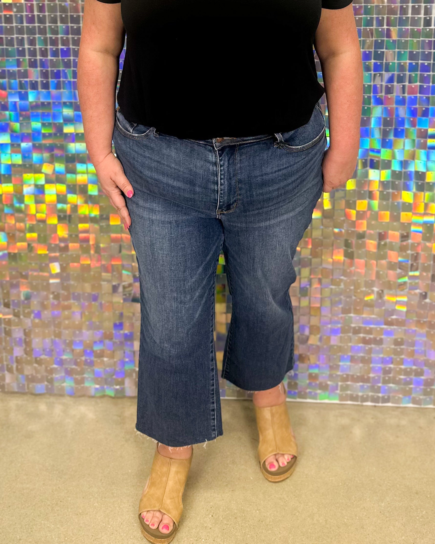 Judy Blue Dana Crop Wide Leg High Waist Jean - Dark Wash