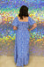 Skies Are Blue Waves Of Blue Maxi Dress - Blue, sweetheart neckline, smocked, tiered, plus size, print, puff sleeve, short sleeve