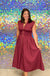 Entro Zip Me Up Dress - Merlot, burgundy, plus size, v-neck, zipper, midi, sleeveless, v-neck