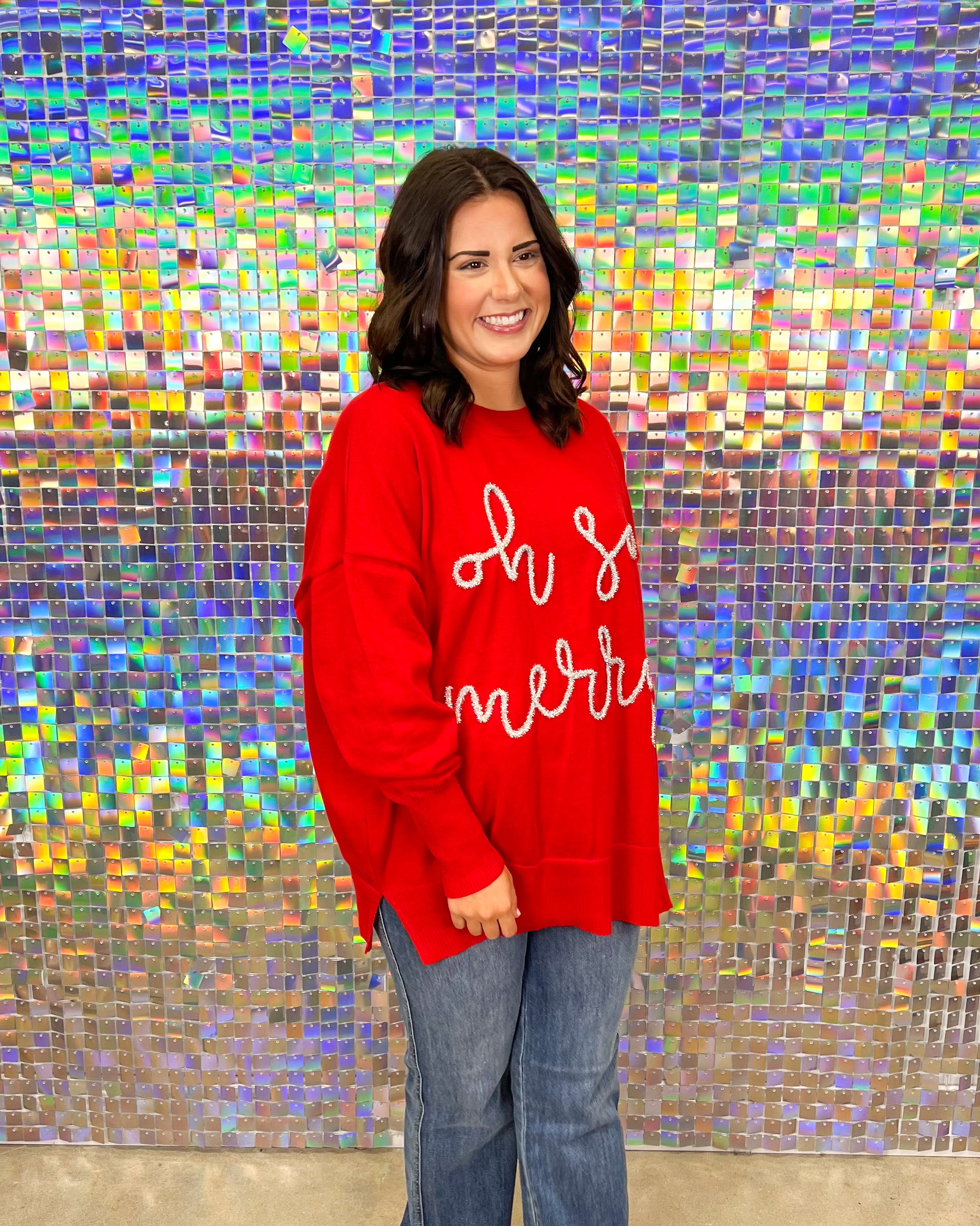 Holiday Sparkle Sweater - Red