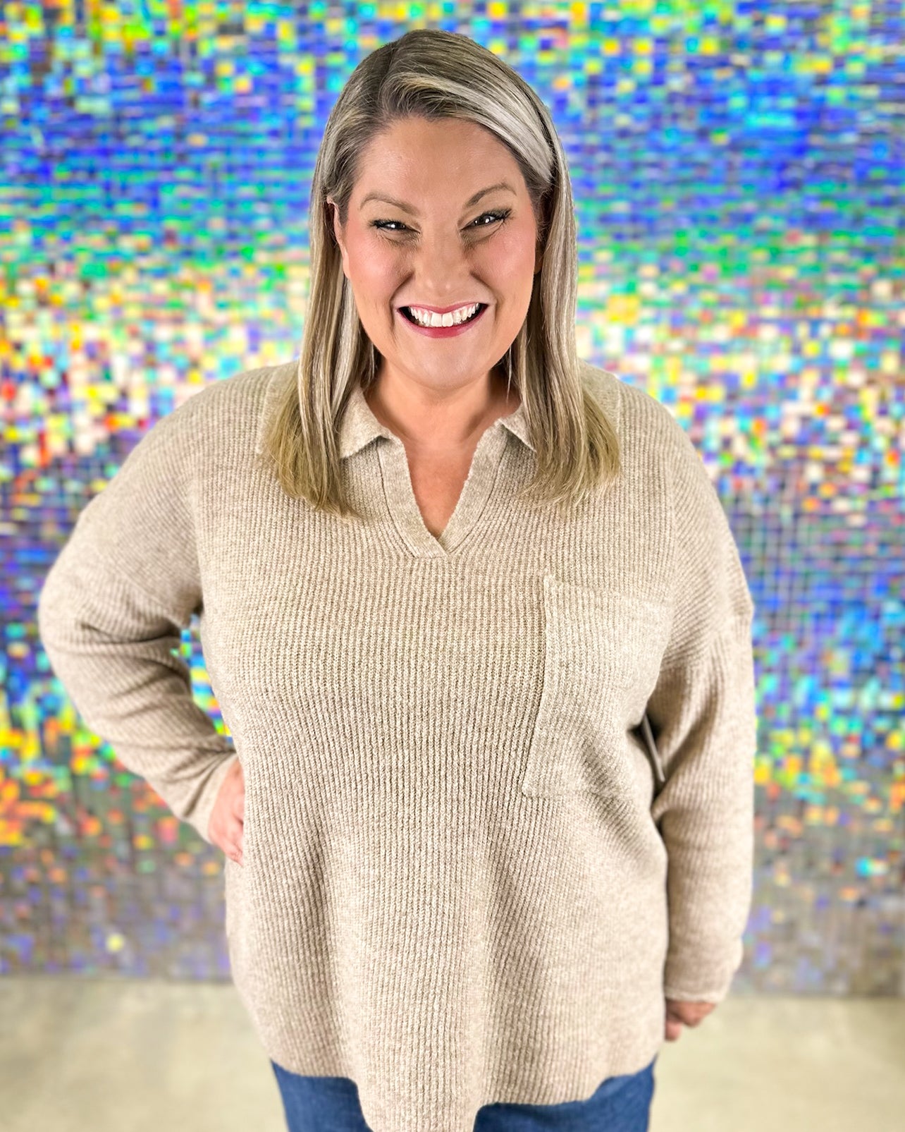 Noa Collared Sweater - Tan