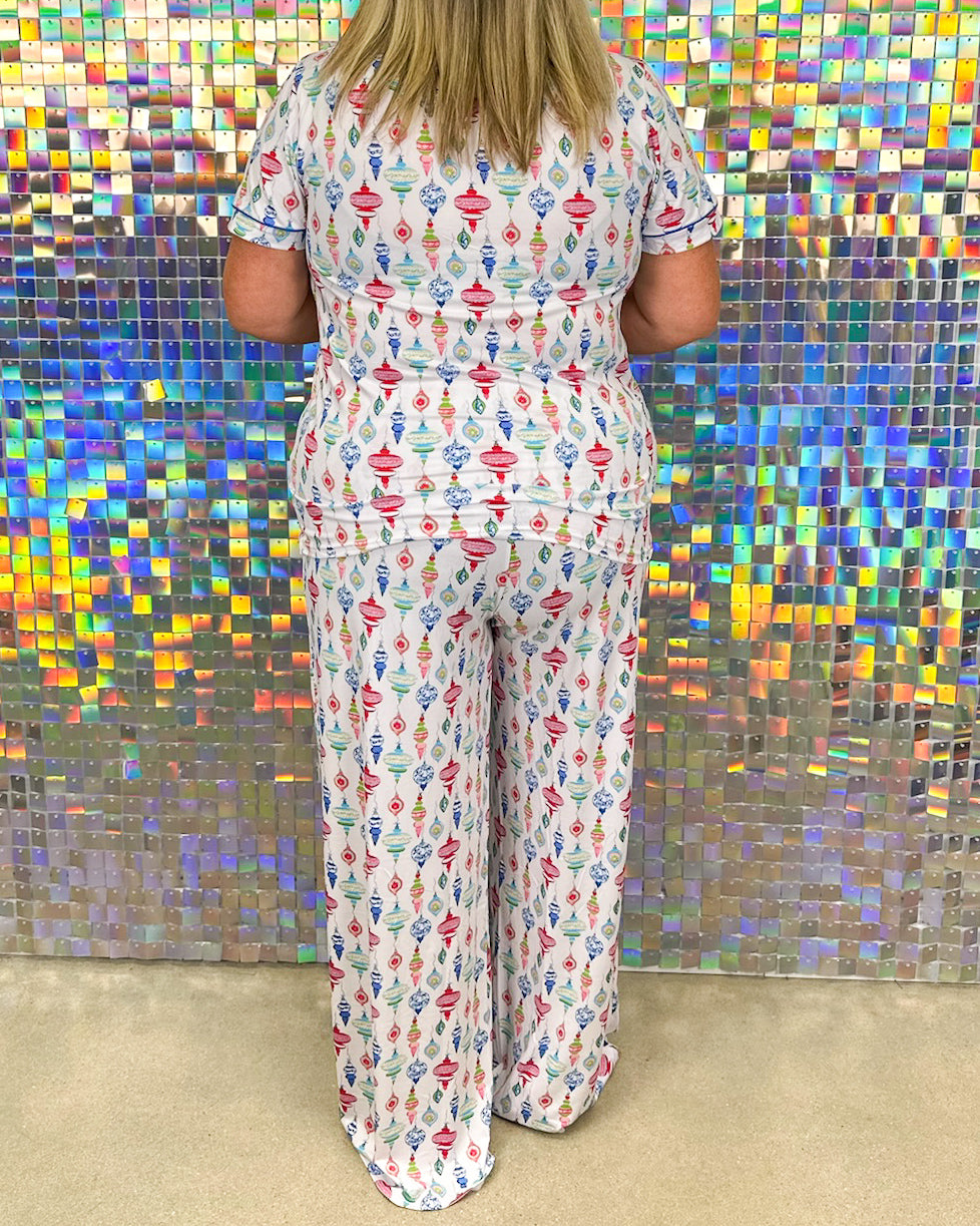 Whimsical Wonders Short Sleeve Button Up Sleep Shirt - Pink/Red/White