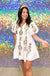 Queen of Sparkles Nutcracker Poof Sleeve Dress - White, Gold & Silver