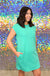 Entro Ziggy Dress - Mint, plus size, pocket, textured, mini