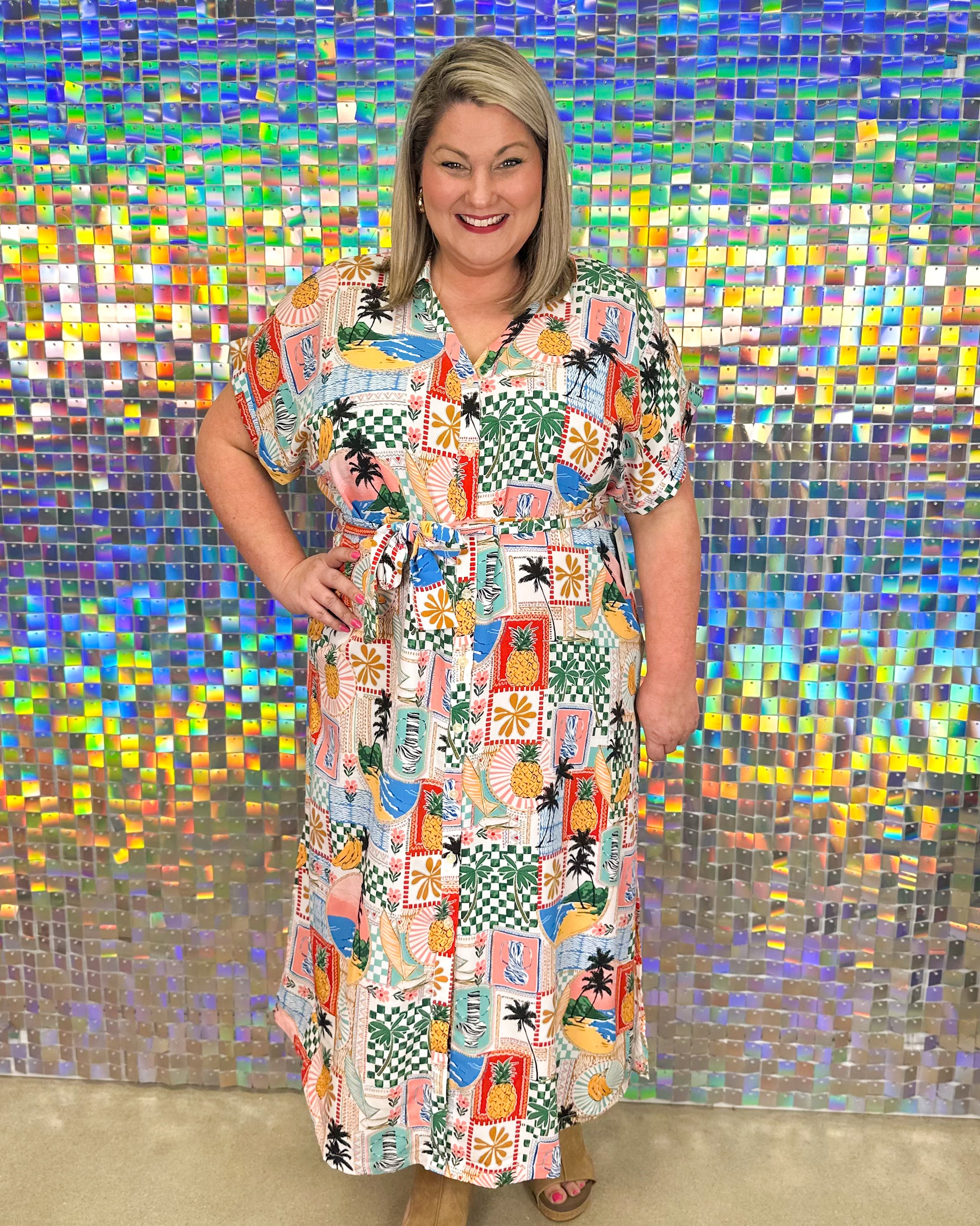 FINAL SALE Tropicana Dress - Off White Multi