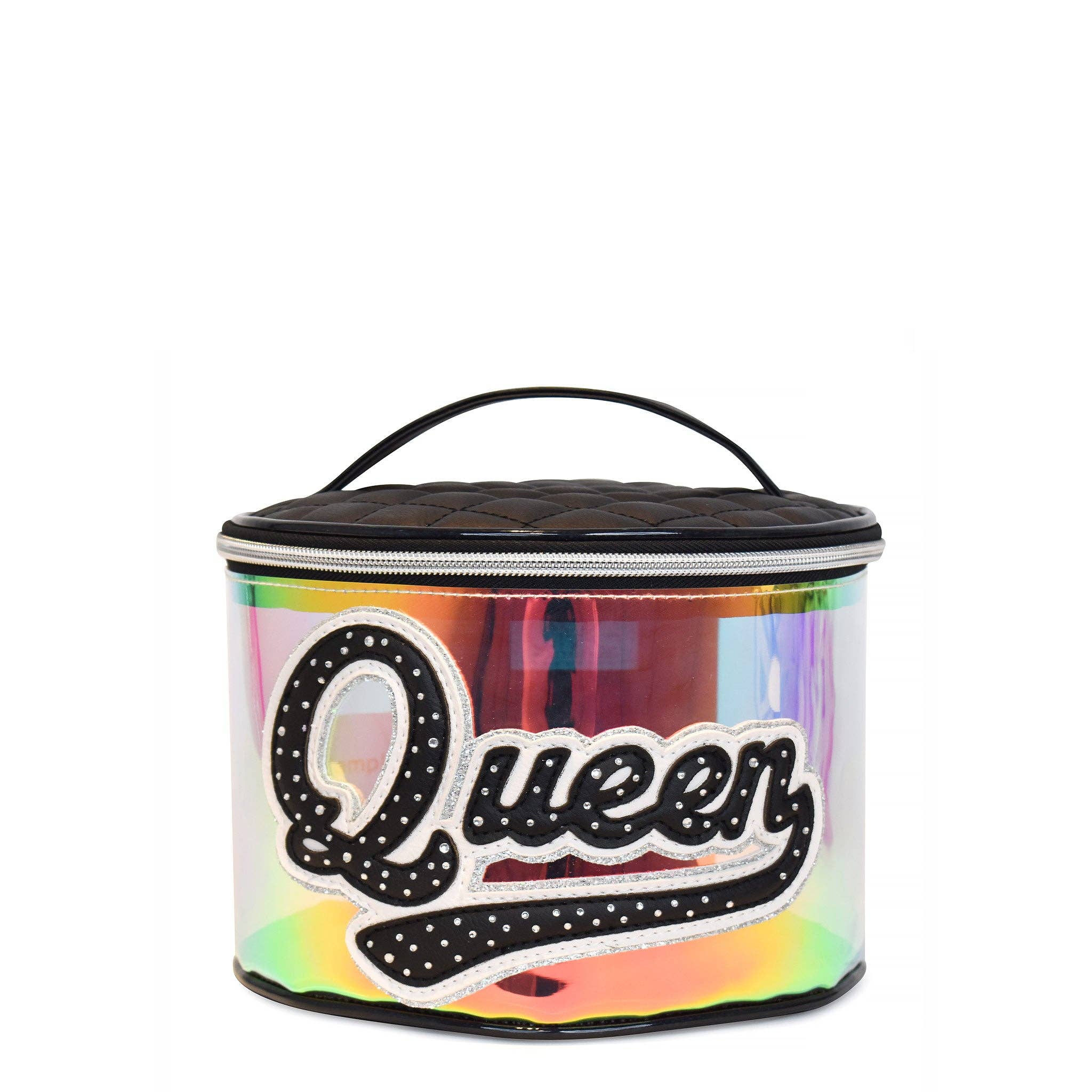 'Queen' Clear Glazed Round Glam Bag