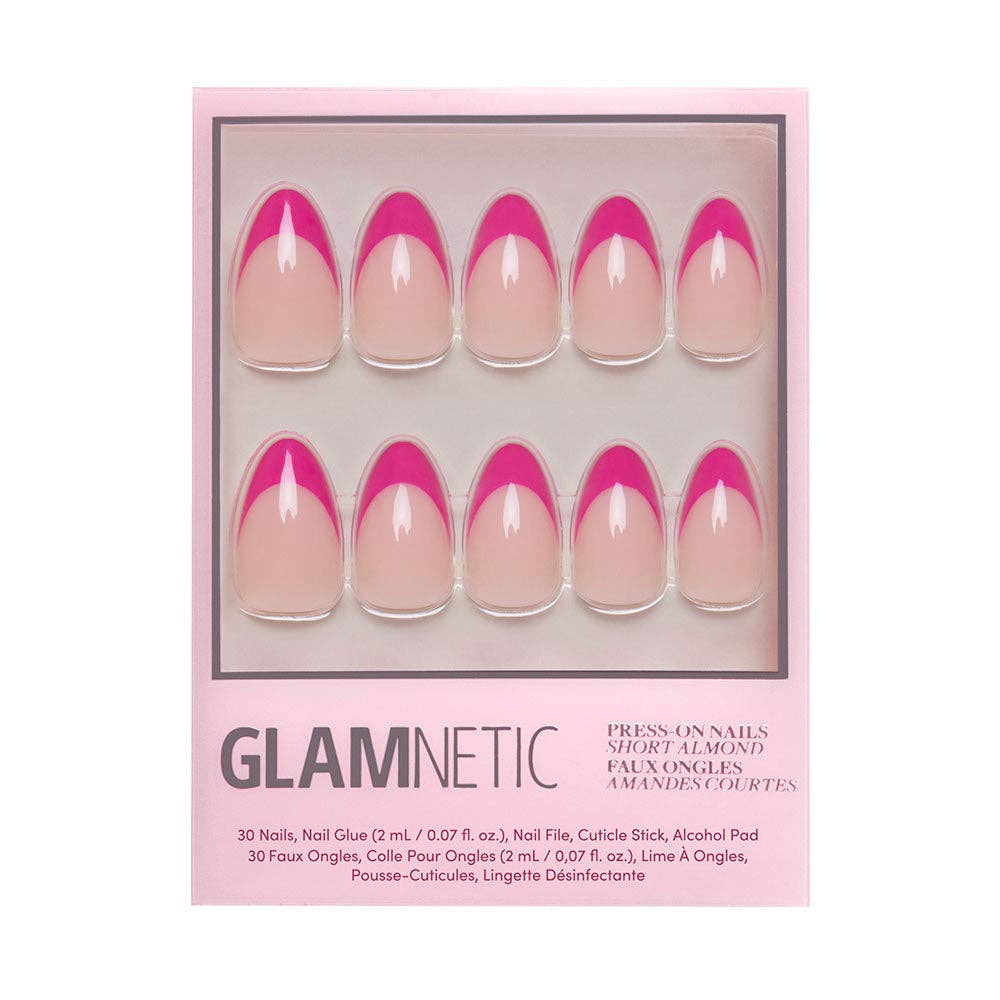 Glamnetic Raspberry Sorbet Press-On Nails | French Tip | Short Almond