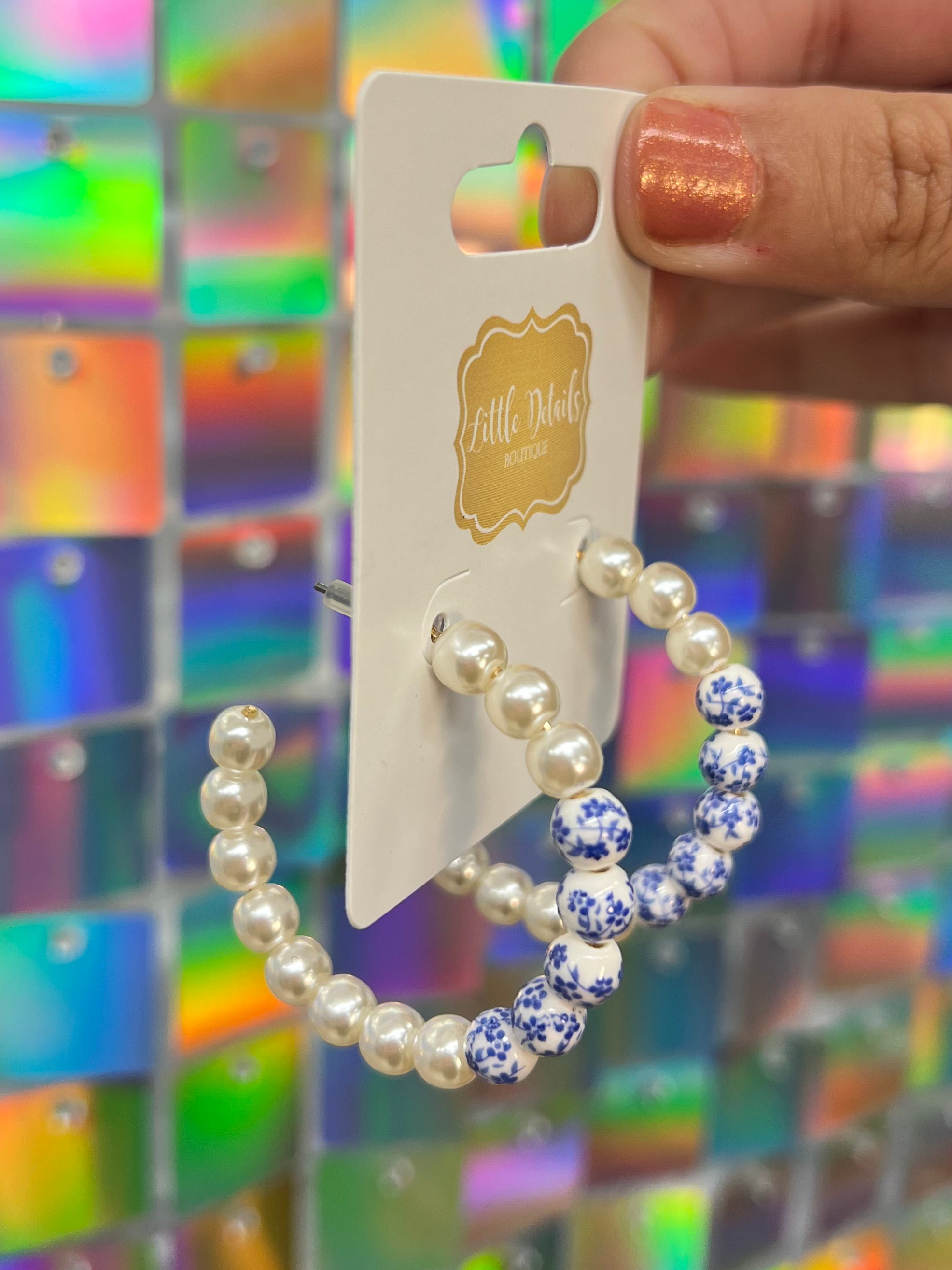 Chinoiserie Pearl Hoops