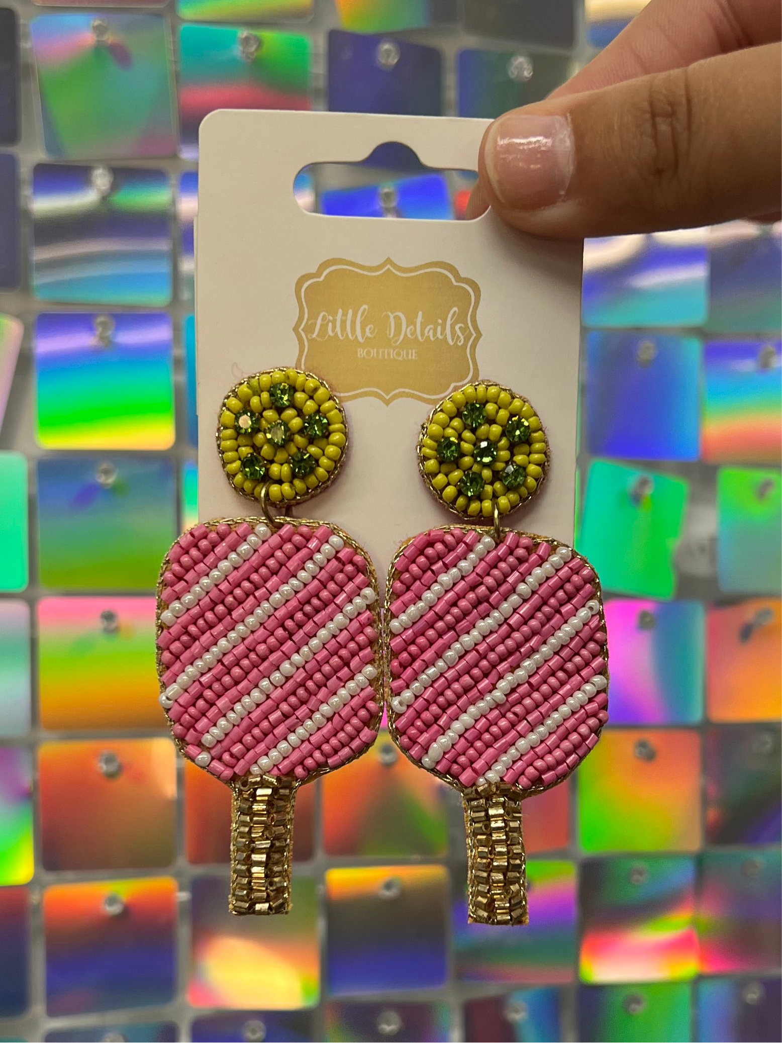 FINAL SALE Sports Beaded Earrings - Pickle