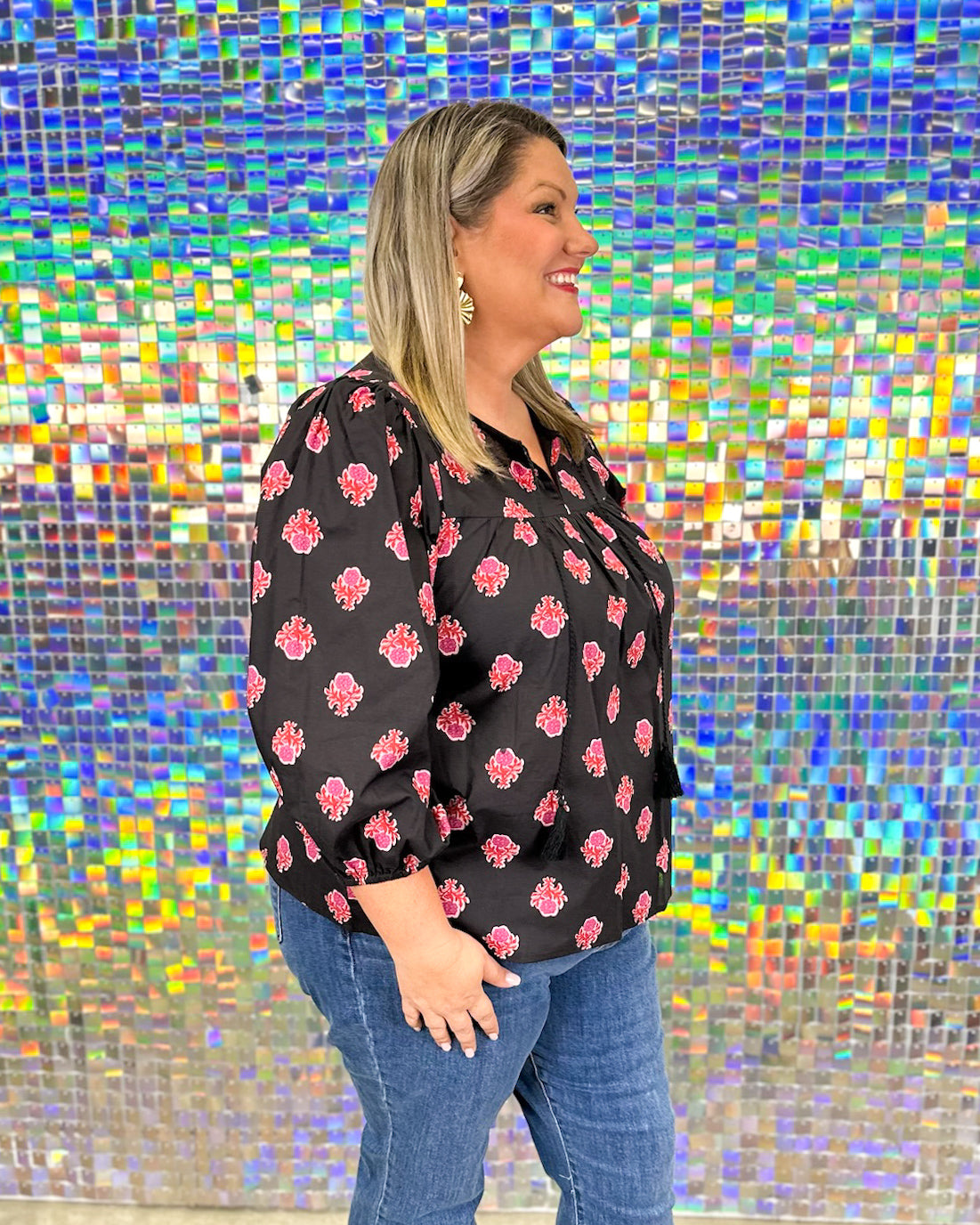 Martie Balloon Sleeve Top - Black