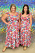 Skies Are Blue Forever Carefree Maxi Dress - Red Floral, tropical, floral, pattern, plus size, tiered, short sleeve, v-neck