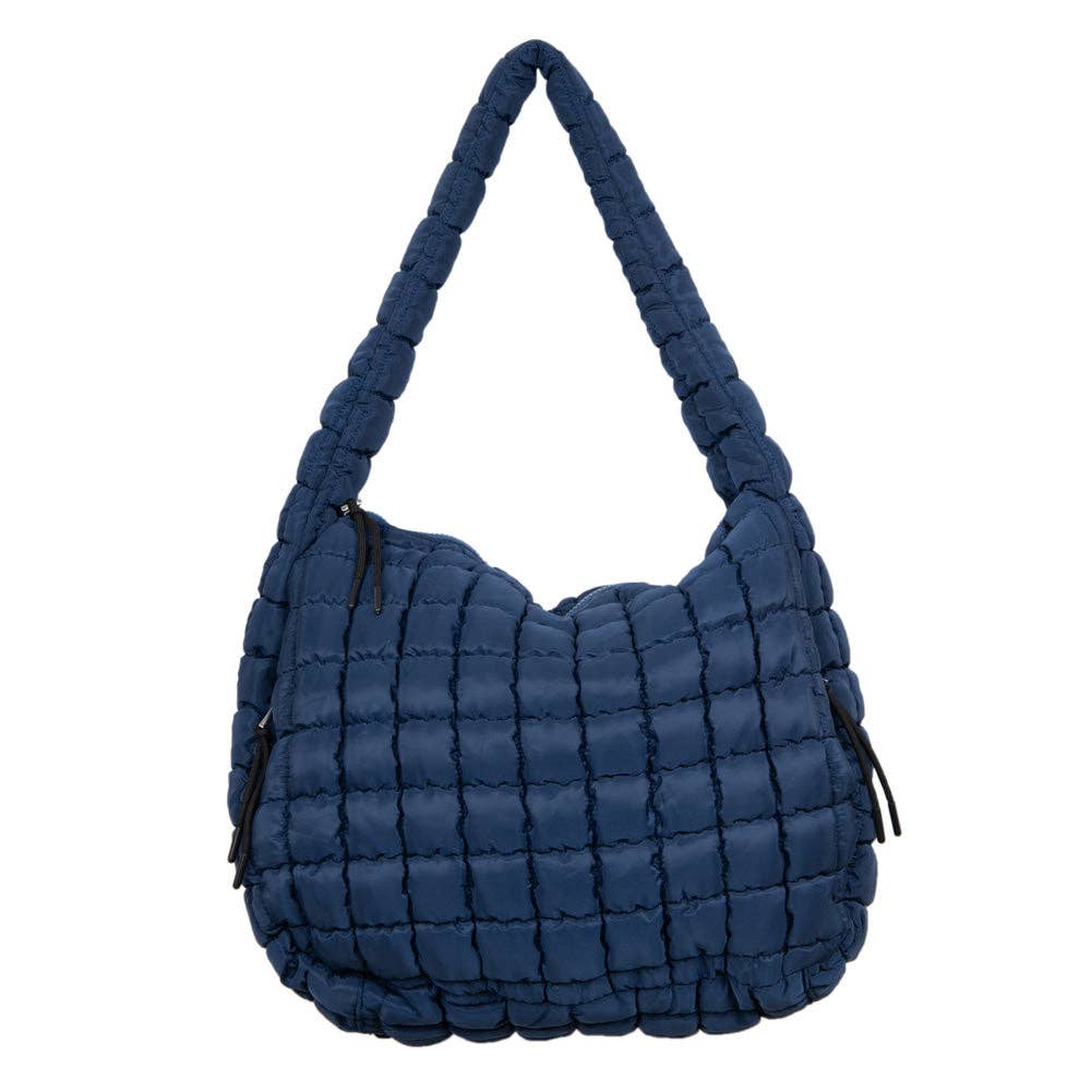 Katydid Quilted Hobo Tote Bag - Navy