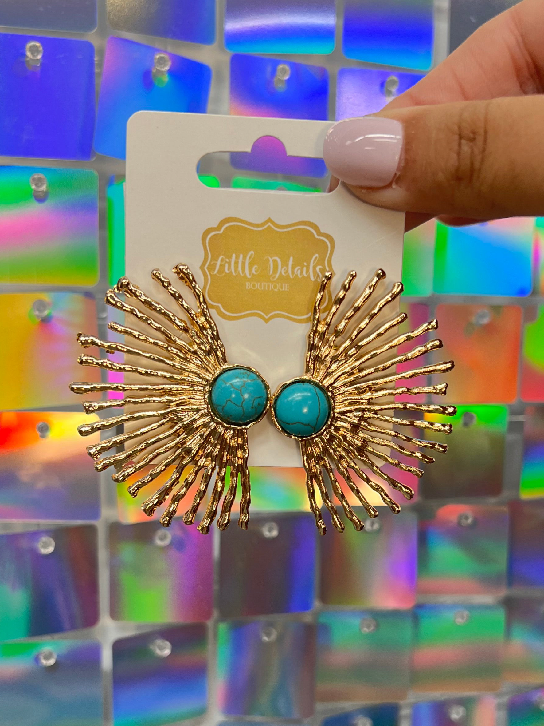 FINAL SALE Half Sunburst Metal Earring