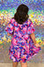Harley Dress - Magenta Multi, plus size, floral, square neck, puff sleeve, mini, tiered