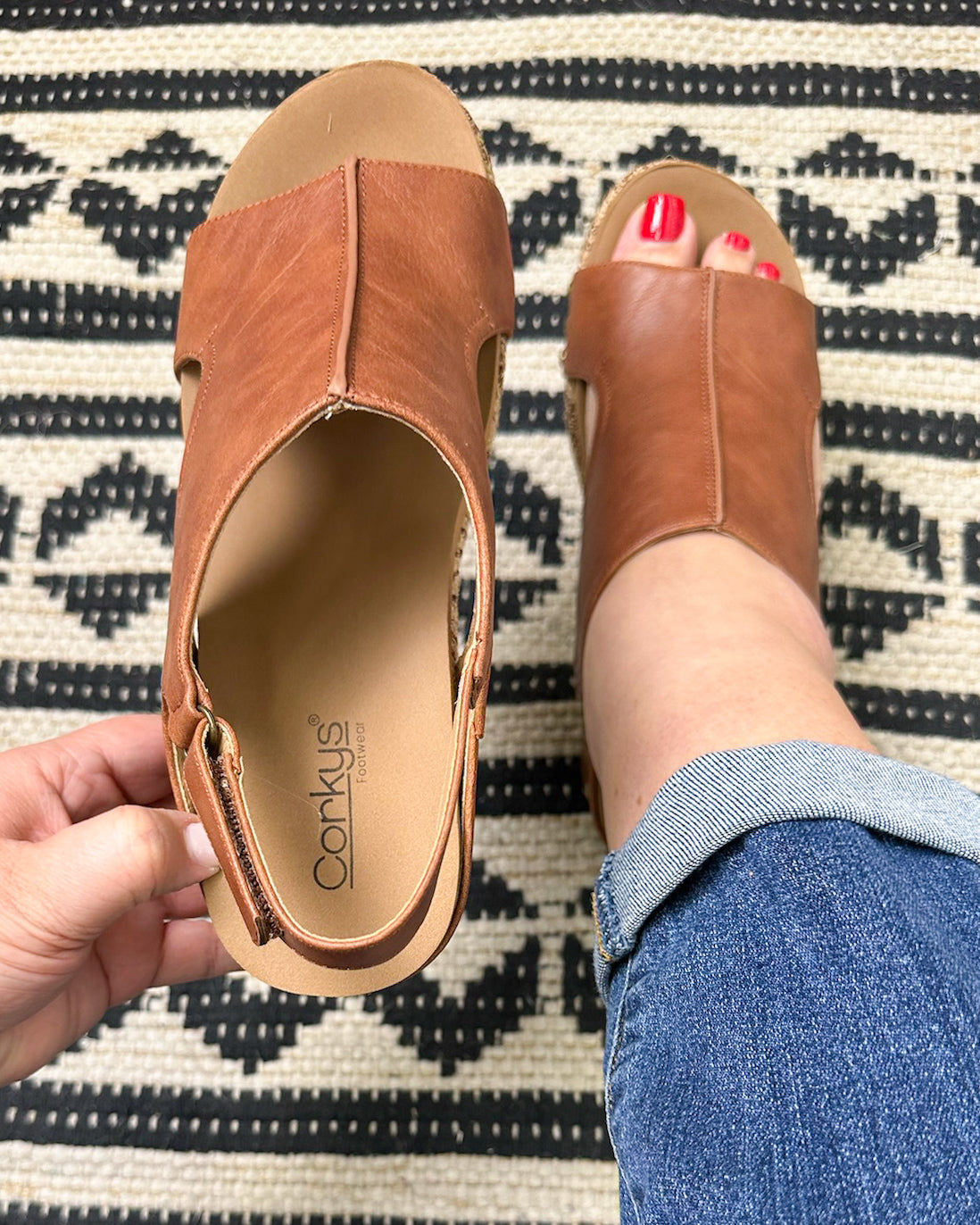 Carley Wedge - Cognac Floral Wrap