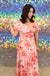 Skies Are Blue Salt Lake Maxi Dress - Apricot, plus size, tiered, floral, sweetheart neckline, puff sleeve
