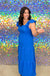 Mud Pie Martha Maxi Dress - Blue, short ruffle sleeve, square neck, smocked, tiered, maxi