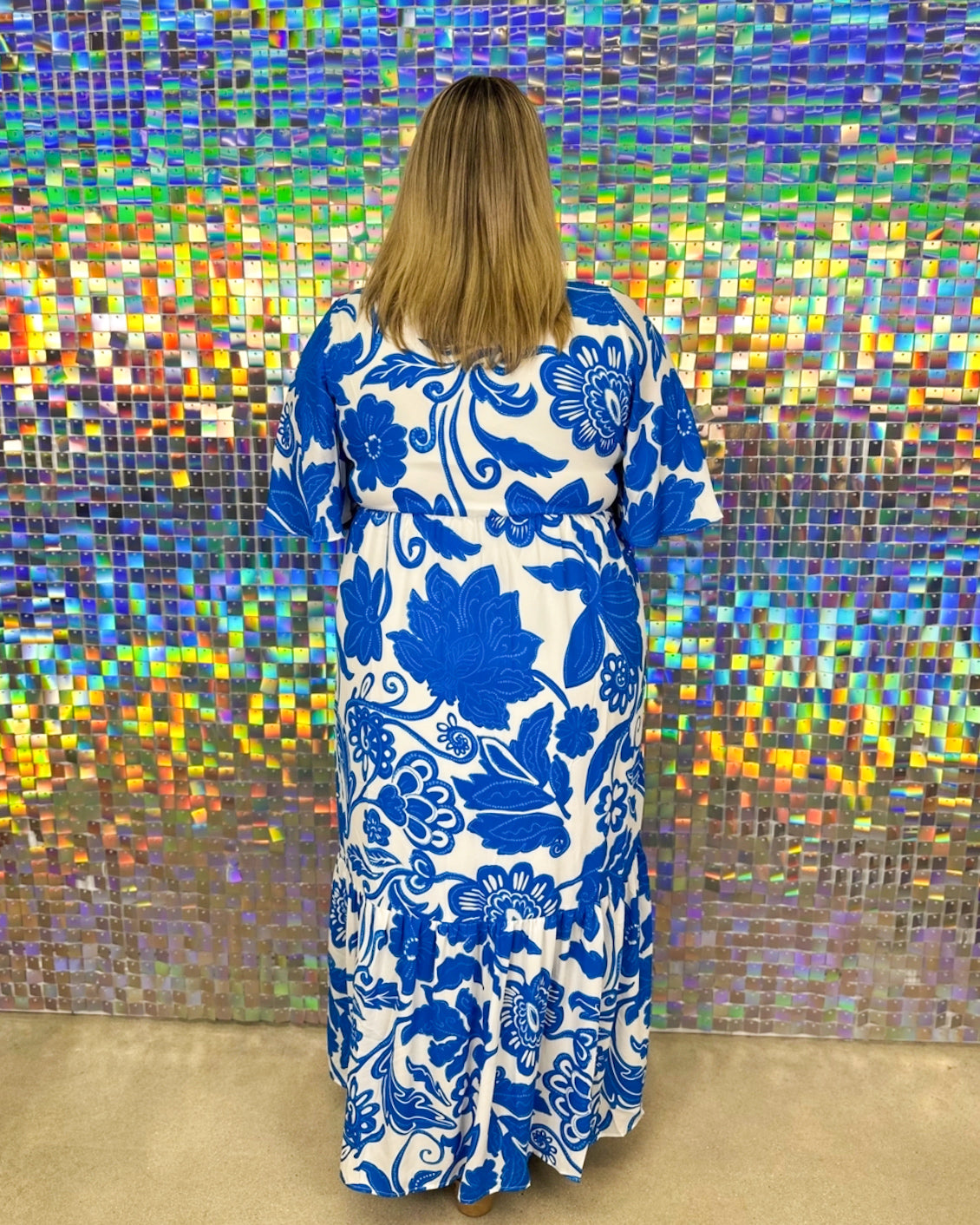 FINAL SALE Iva Button Down Maxi Dress - White/Blue