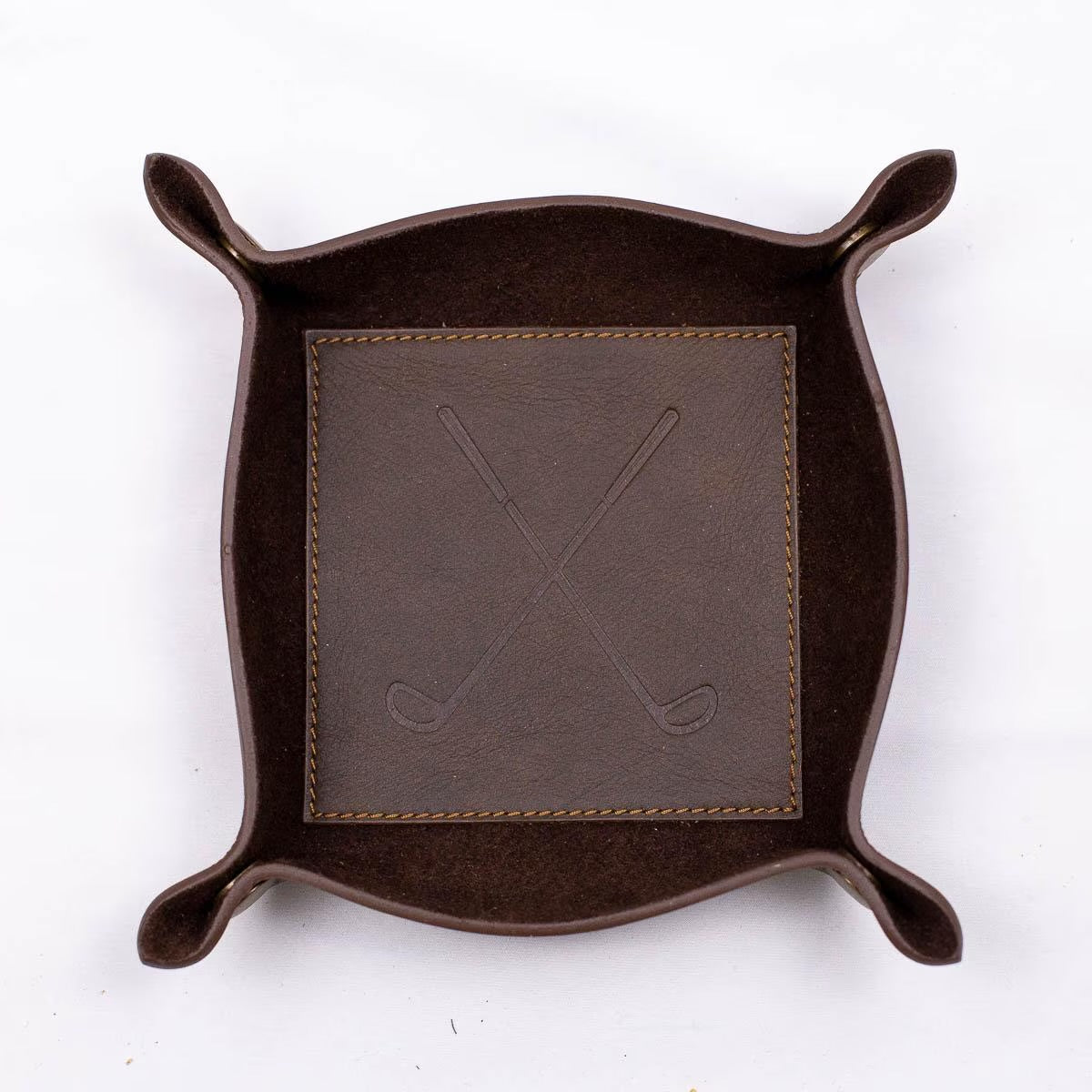 Golf Leather Embossed Valet Tray Dark