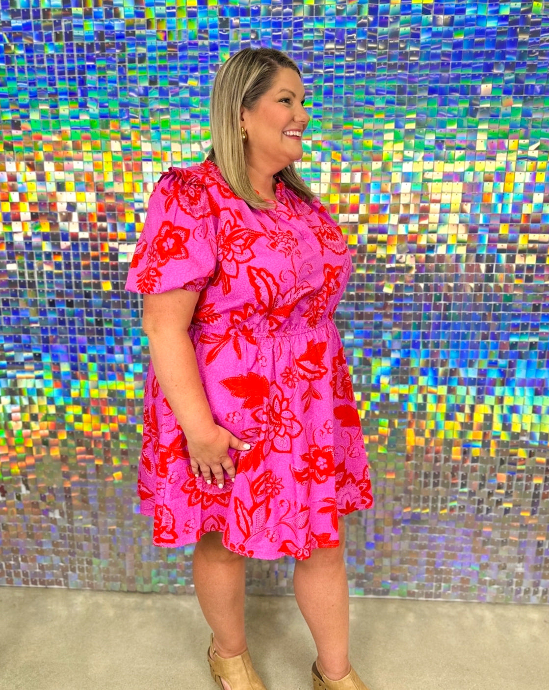 FINAL SALE-Weirly Dress - Pink/Red