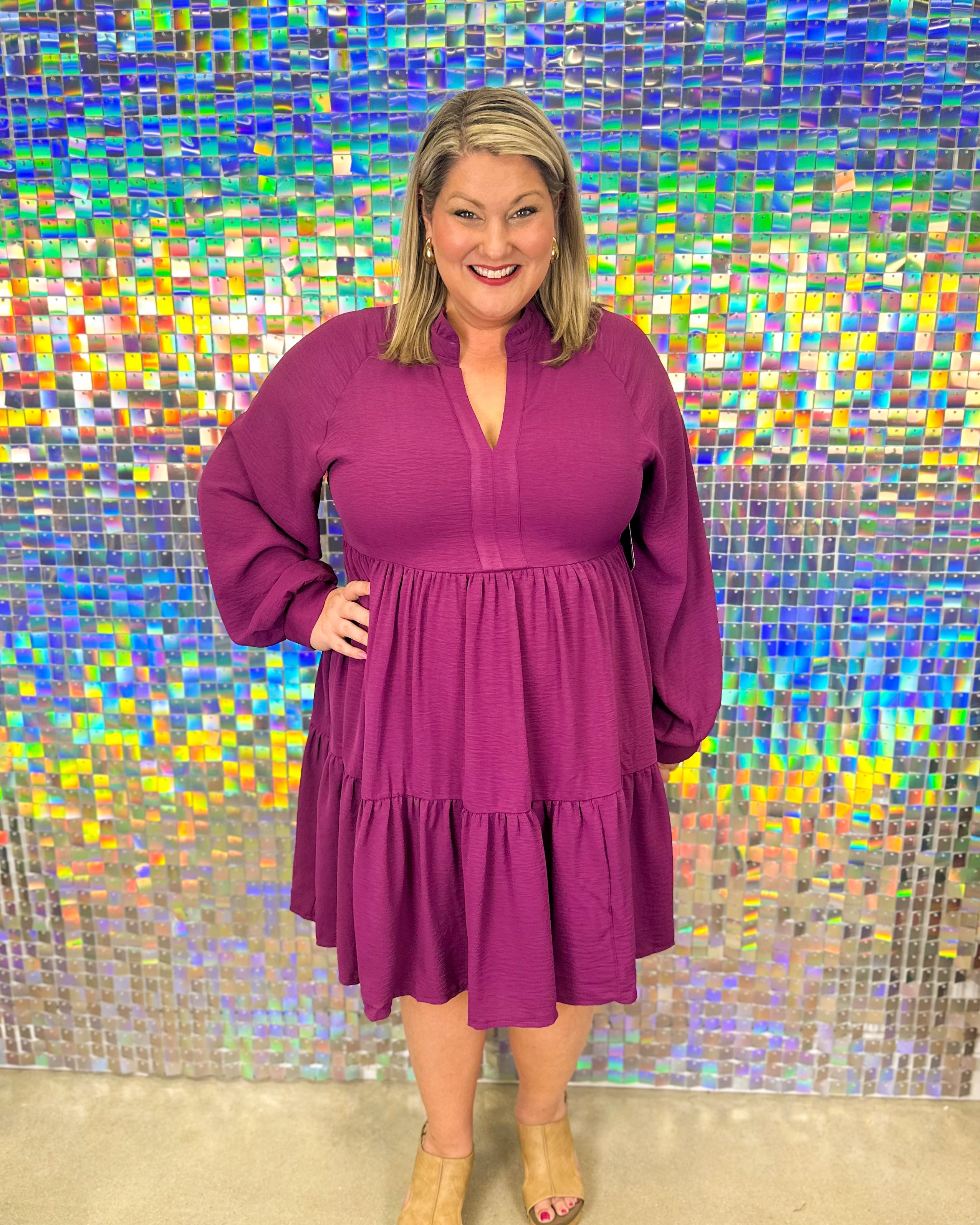 Amy Tiered Dress - Eggplant