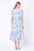 English Factory Meet Me In Capri Midi Dress- Blue, short puff sleeves, v-neck, tiered, printed, plus size