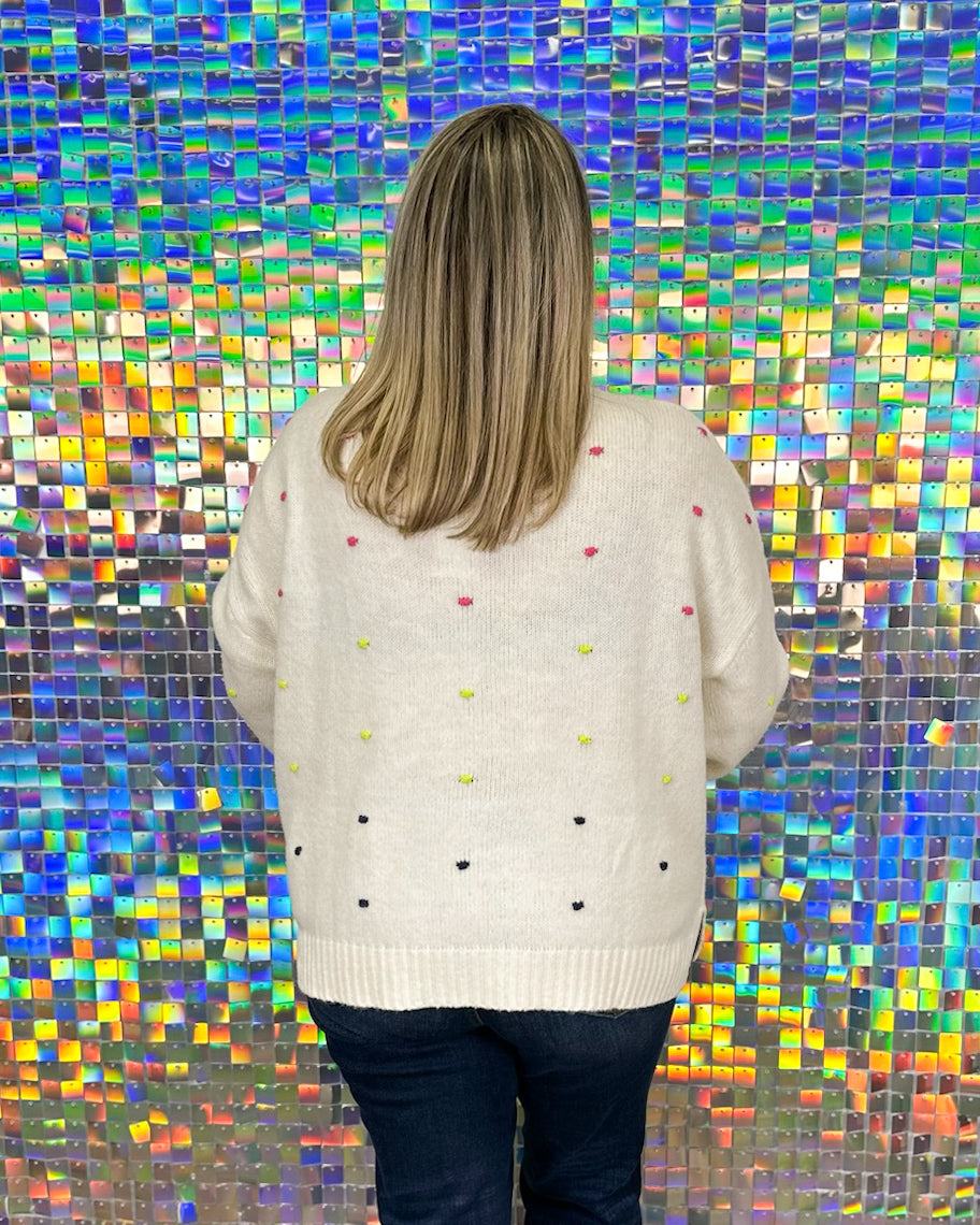 Novie Pom Pom Sweater - White