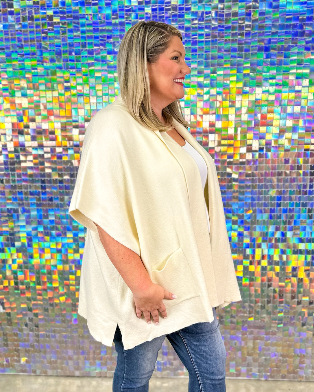 Doris Knit Shawl Cardigan - Cream