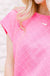 Mary Square Claire Top - Pink, short sleeves, textured, round neck, plus size
