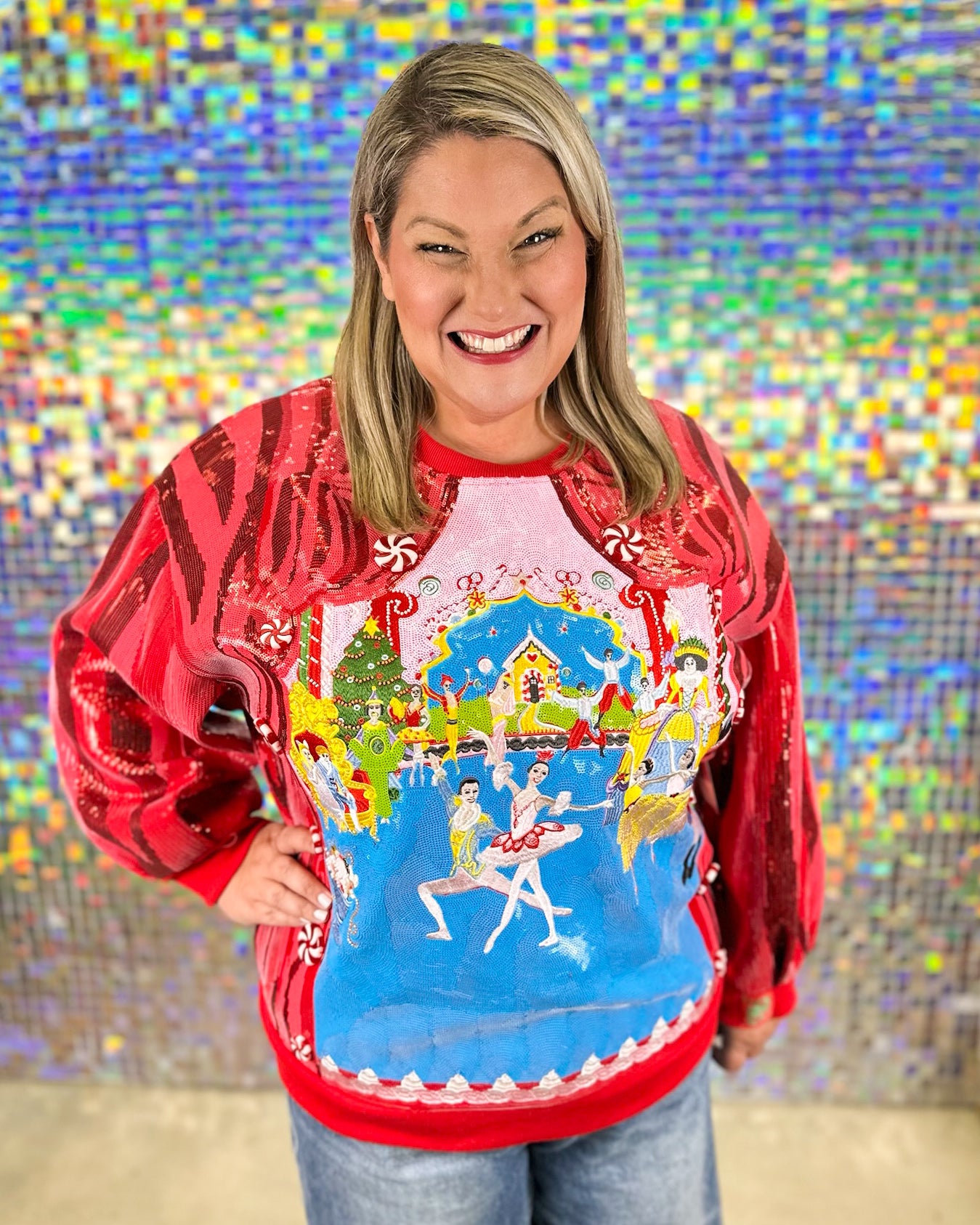 Queen of Sparkles Nutcracker Ballet Sweatshirt - Red/Pink/Blue