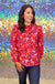 Michelle McDowell Carter Top - Forget Me Not Orange, plus, round neck, ruffle, long sleeve, floral, print, pintuck