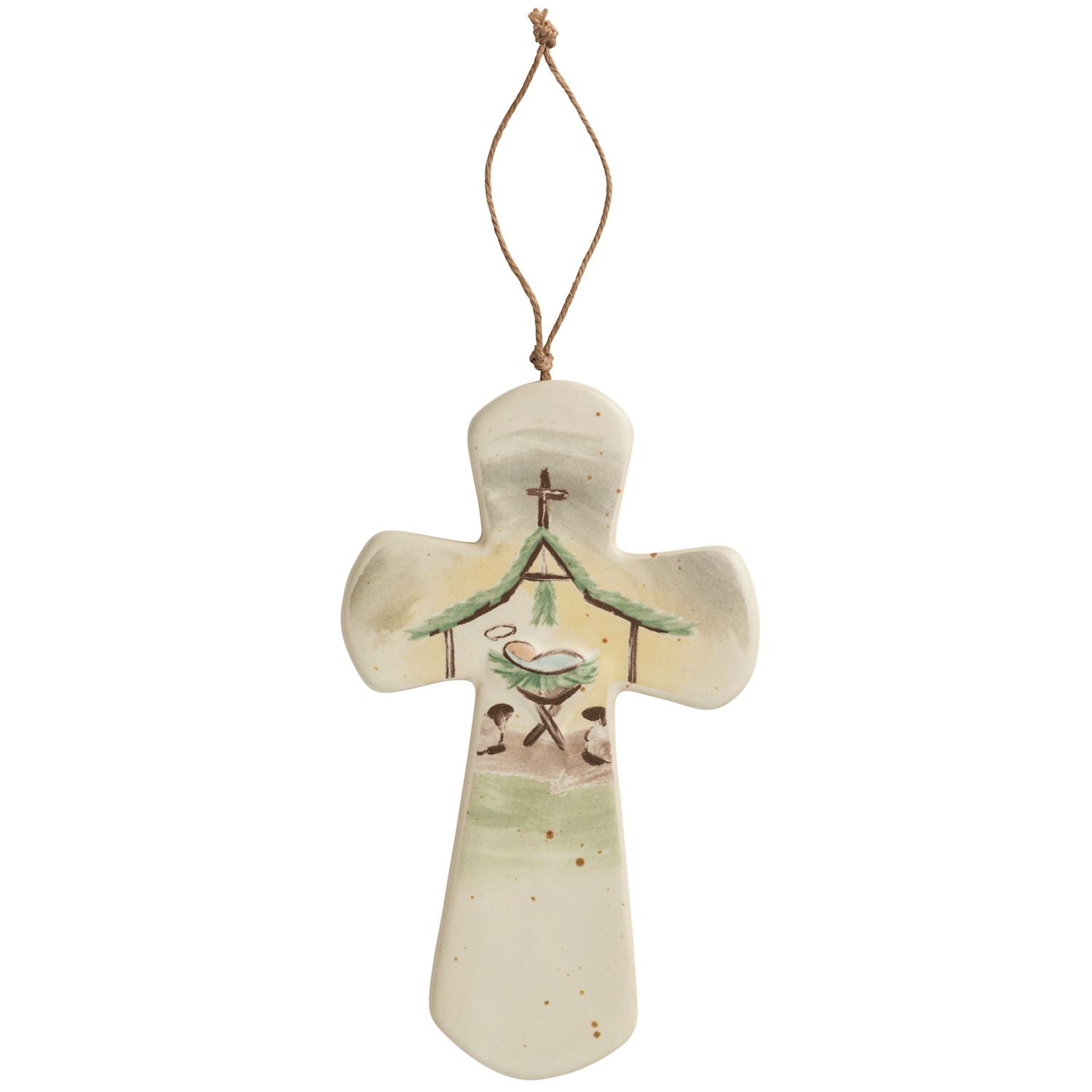 Manger Ceramic Nativity Cross