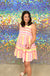 Mud Pie Angelica Yarn Dye Dress - Pink, mini, sleeveless, v-neck line, tiered, embroidered