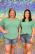 Andree By Unit Whistle Top - Green, tee, plus size, round neck, short sleeve, solid