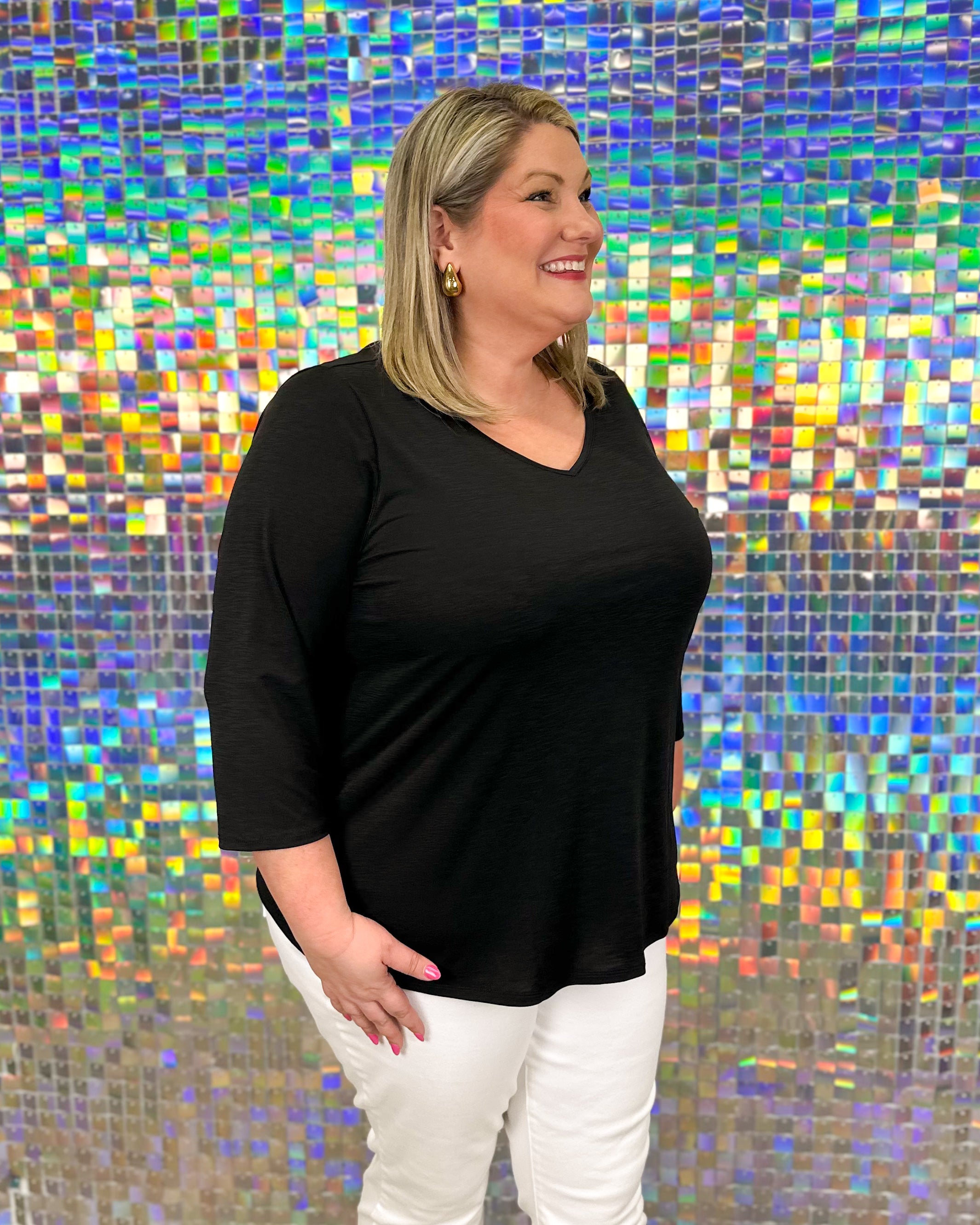 Liza V-Neck Top - Black